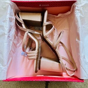 kelly & katie cadene light peach rhinestone sandal heels size 8.5
